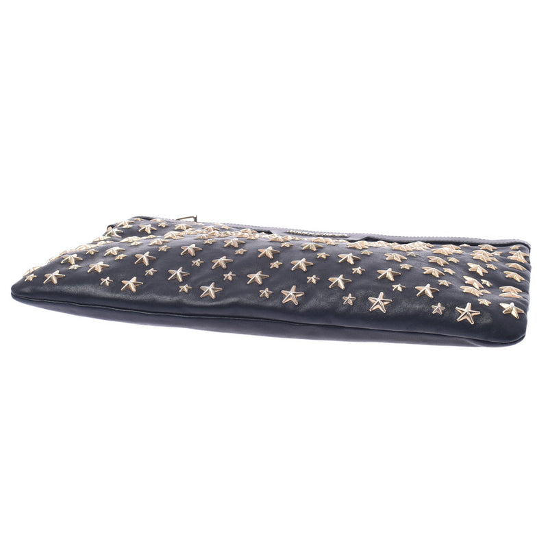 Jimmy Choo Jimmy Choo Star Studs Black Gold Bracket Unisex Curf Clutch Bag B Rank Used Sinkjo