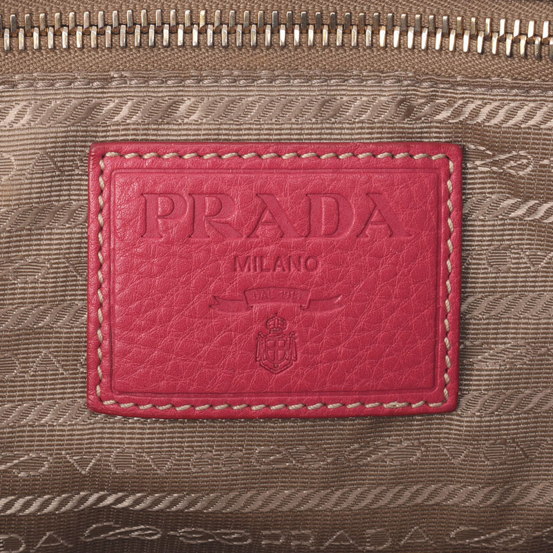 PRADA Prada Logo Jacquard Beige / Pink Ladies Canvas / Leather 2WAY Bag B Rank Used Ginzo