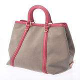 PRADA Prada Logo Jacquard Beige / Pink Ladies Canvas / Leather 2WAY Bag B Rank Used Ginzo