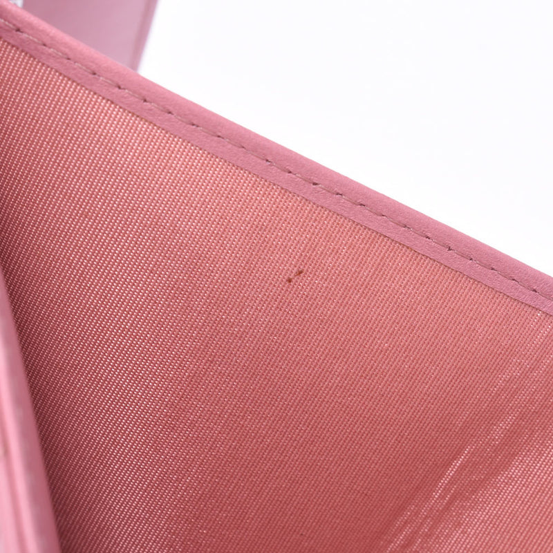 CHANEL Chanel Pink Silver Bracket Ladies Lam Skin Three Folded Wallets A-Rank Used Silgrin