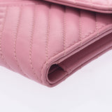香奈儿香奈儿粉红色银色支架女士林皮三折叠钱包一级使用硅格林