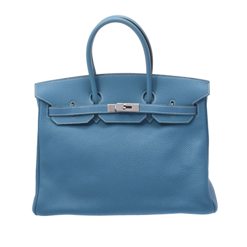 HERMES エルメス バーキン 35 ブルージーン シルバー金具 □I刻印(2005年頃) ユニセックス トゴ ハンドバッグ ABランク 中古 銀蔵