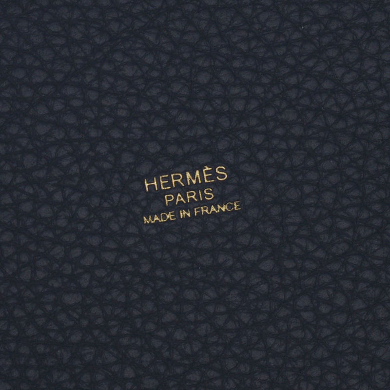 Hermes Hermes Picon Lock PM黑金支架Z刻（2021年左右）女式三重钢铁手提包新水池