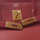 Hermes Hermes Burkin 40 Rouge Ash Gold Bracket □ F Steel (around 2002) Ladies Buffle Skipper Handbag A-Rank Used Silgrin