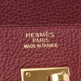 Hermes Hermes Burkin 40 Rouge灰金支架□F钢（2002年左右）女士们施工船长手提包A-Rank使用Silgrin