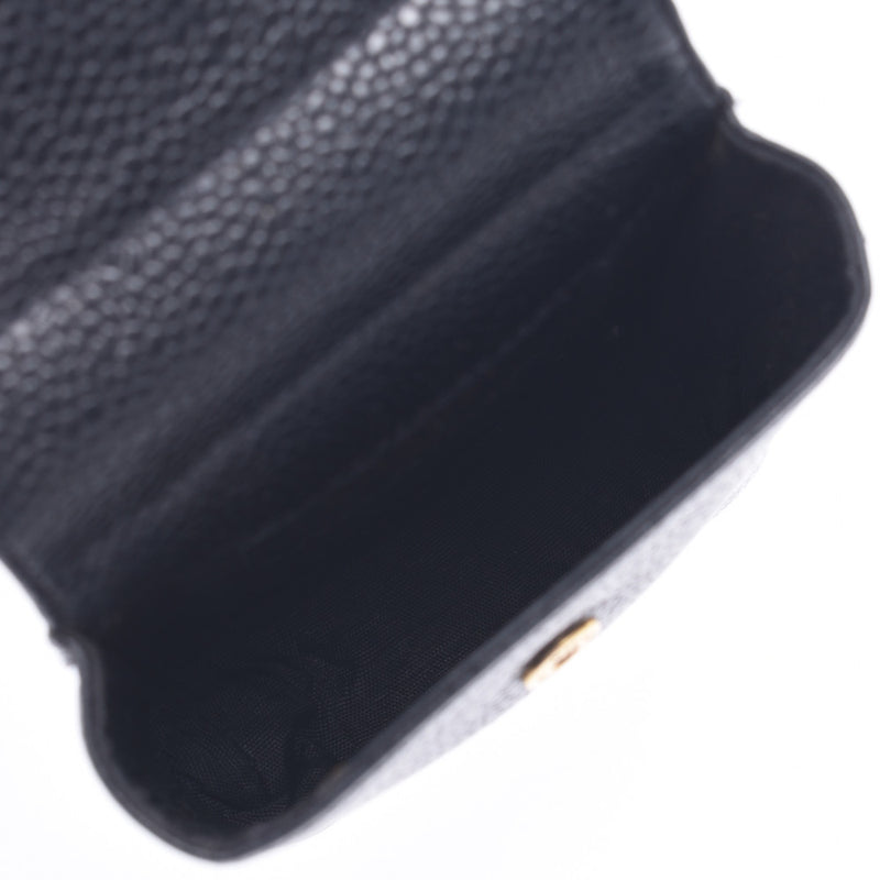 CHANEL Cigarette Case Black Unisex Caviar Skin Brand Accessories B Rank Used Ginzo