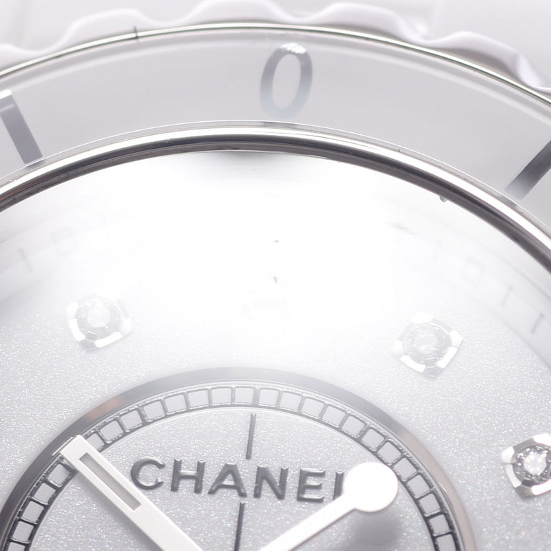 CHANEL シャネル J12 33mm 12Pダイヤ H1628 レディース 白セラミック/SS 腕時計 クオーツ 白文字盤 Aランク 中古 銀蔵