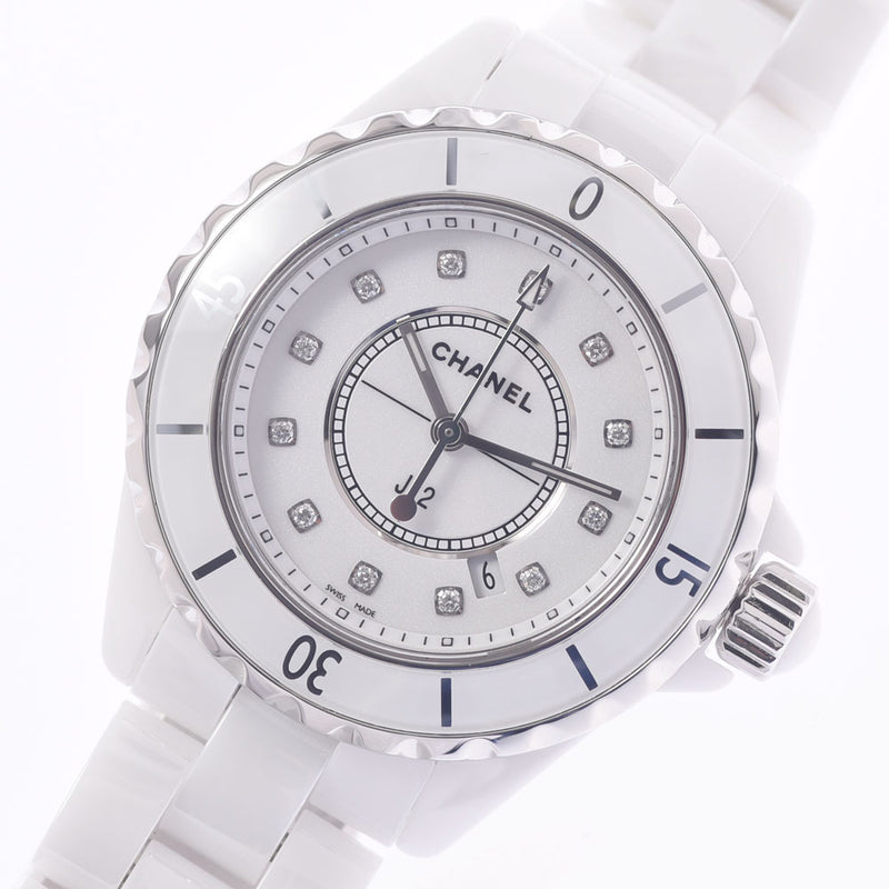 Chanel Chanel J12 33mm 12P Diamond H1628 Women White Ceramic / SS Watch Quartz White Flight A-Rank Used Silgrin