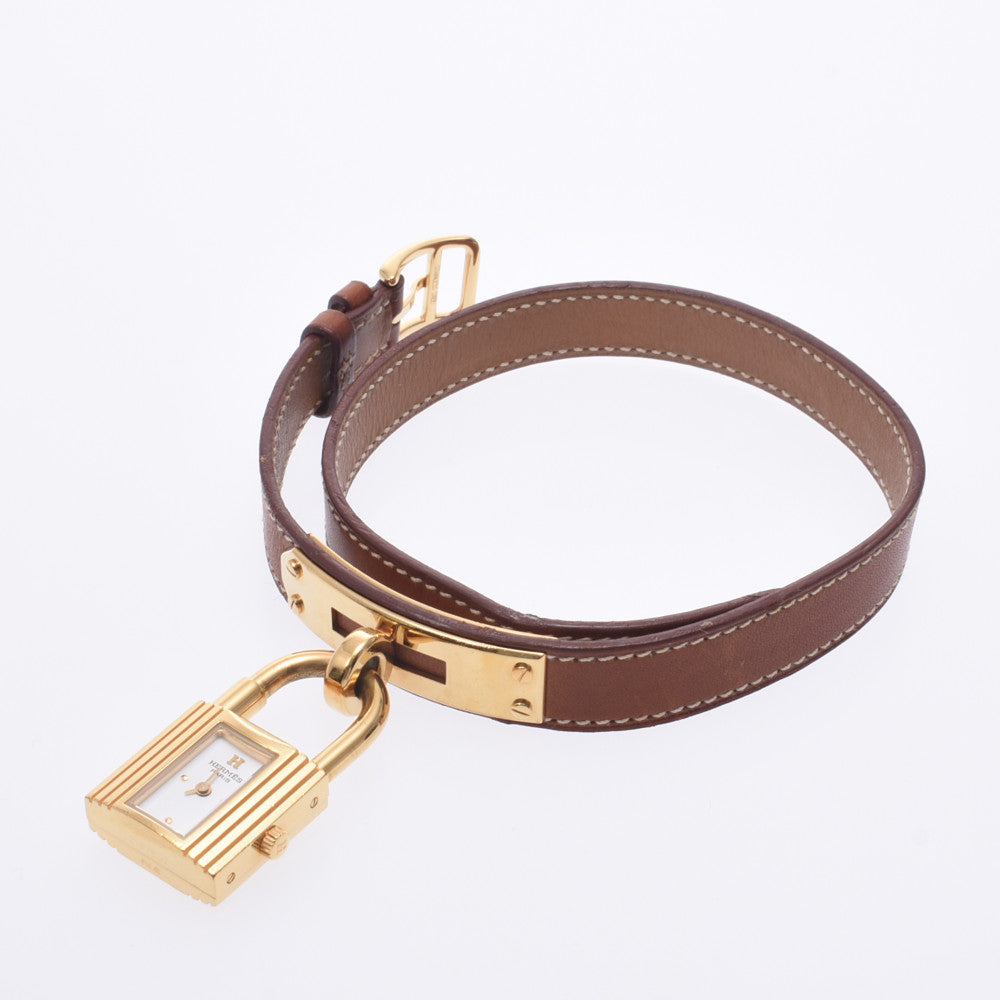 HERMES エルメス ケリーウォッチ レディース GP/革 腕時計 クオーツ 白 