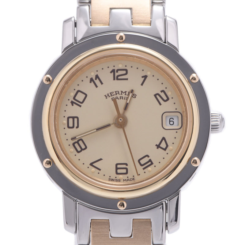 HERMES Hermes Clipper CL4.220 Women's SS/GP Watch Quartz Ivory Dial A Rank Used Ginzo