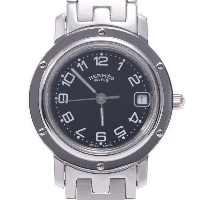 Hermes clipper cl4.210 Ladies SS Watch quartz black dial