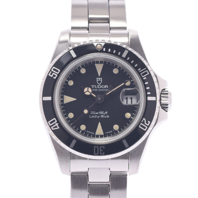 Tudor Chudel Submarina Date 96090 Women's SS Watch Automatic Wound Black Table AB Rank Used Sinkjo