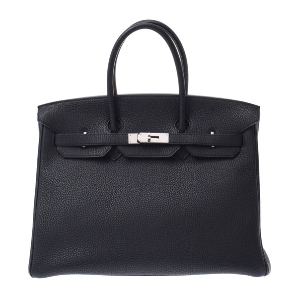 Hermes Birkin bag 35 black silver hardware n stamp (2010) Unisex Tote Bag