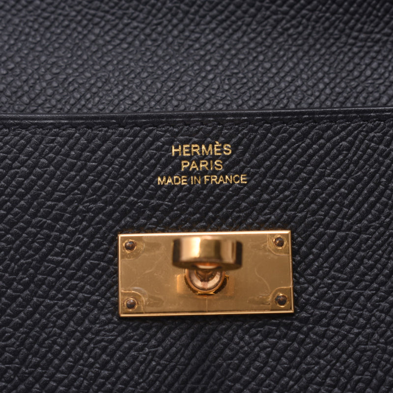 HERMES Hermes, Kelly Wallet, Wallet, Black Gold, Cecstain (around 2018), Unyssex Vo Epson, wallet, wallet, A-ranked, used silver.