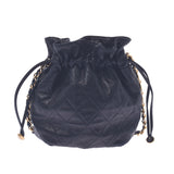 CHANEL シャネル ミニ巾着 チェーンショルダーバッグ 黒 ゴールド金具 レディース ラムスキン ショルダーバッグ Bランク 中古 銀蔵