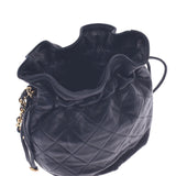 Chanel Mini drawstring chain shoulder bag black gold metallic women lambskin shoulder bag B