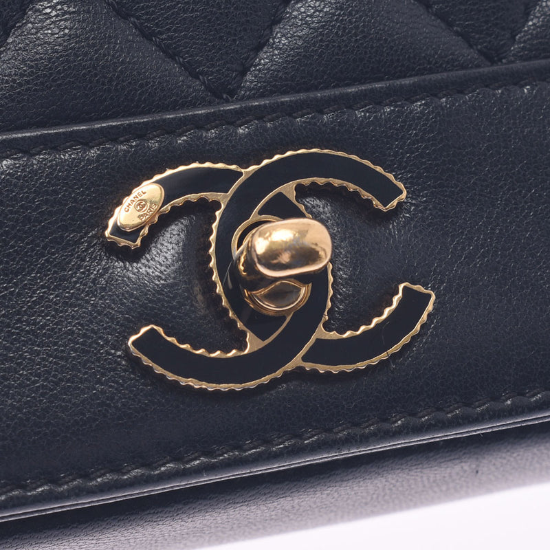 Chanel Chanel Matrasse Chain Shoulder Black Gold Bracket Ladies Lamskin Shoulder Bag AB Rank Used Sinkjo