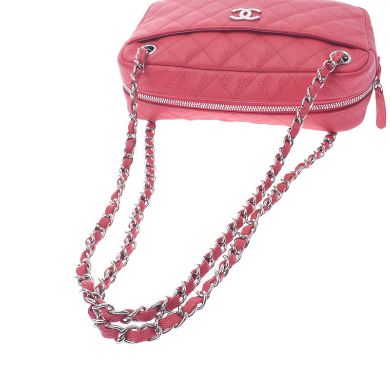 [母亲节Suume]银色展示使用的Chanel Chanel Matrasse链肩粉色鱼子酱皮肤单肩包新