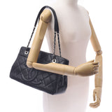 Chanel Maestro chain Tote Black Silver Hardware Womens Soft caviar skin tote bag a