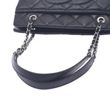 Chanel Maestro chain Tote Black Silver Hardware Womens Soft caviar skin tote bag a