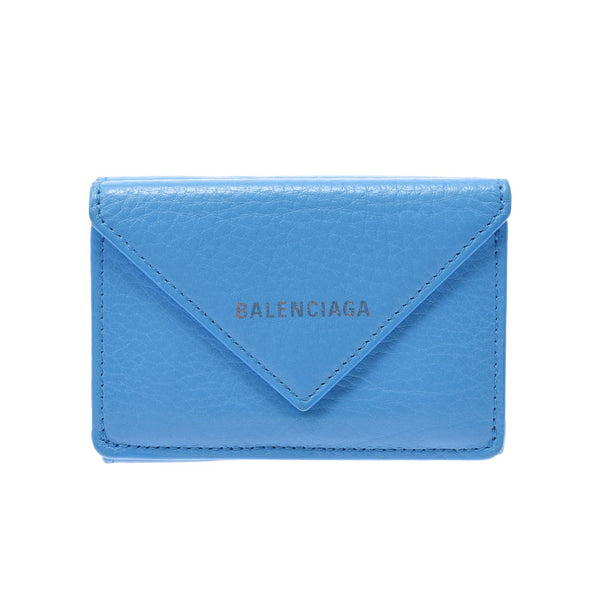 Balenciaga valenciaga纸迷你钱包蓝色391446男女皆宜的三个折叠钱包b等级使用Silgrin