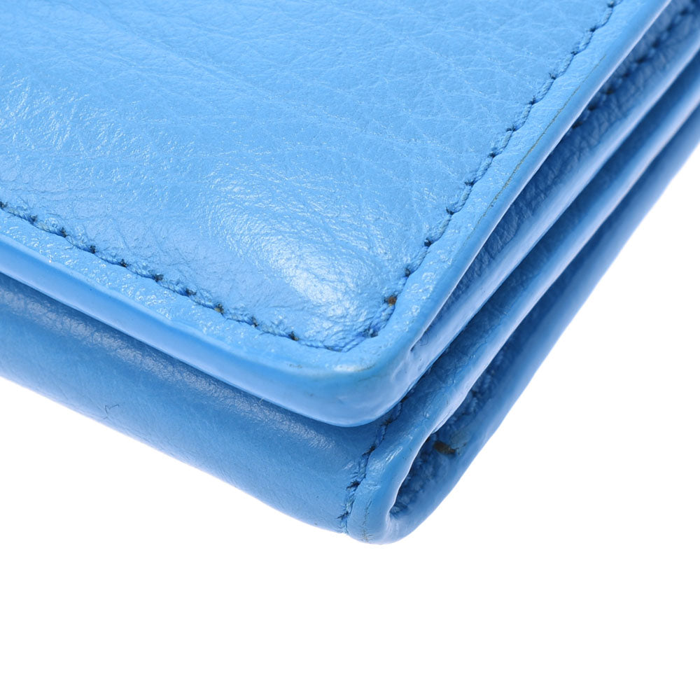 バレンシアガ ペーパーミニウォレット 三つ折り財布 レザー ブルー 391446 BALENCIAGA バレンシアガ 三つ折り財布 PAPER ZA MINI WALLET