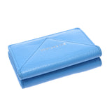 Balenciaga Valenciaga Paper Mini Wallet Blue 391446 Unisex Curf Three Folded Wallet B Rank Used Silgrin