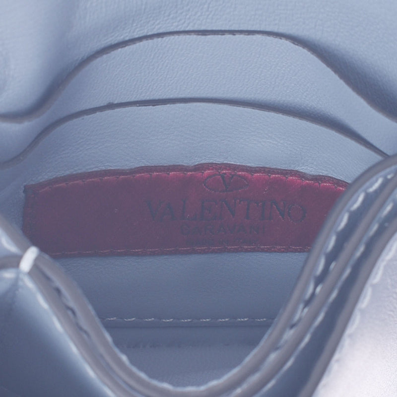 Valentino ヴァレンチノ スタッズ ベルトバッグ ブルー系 ユニセックス レザー ウエストバッグ Aランク 中古 銀蔵