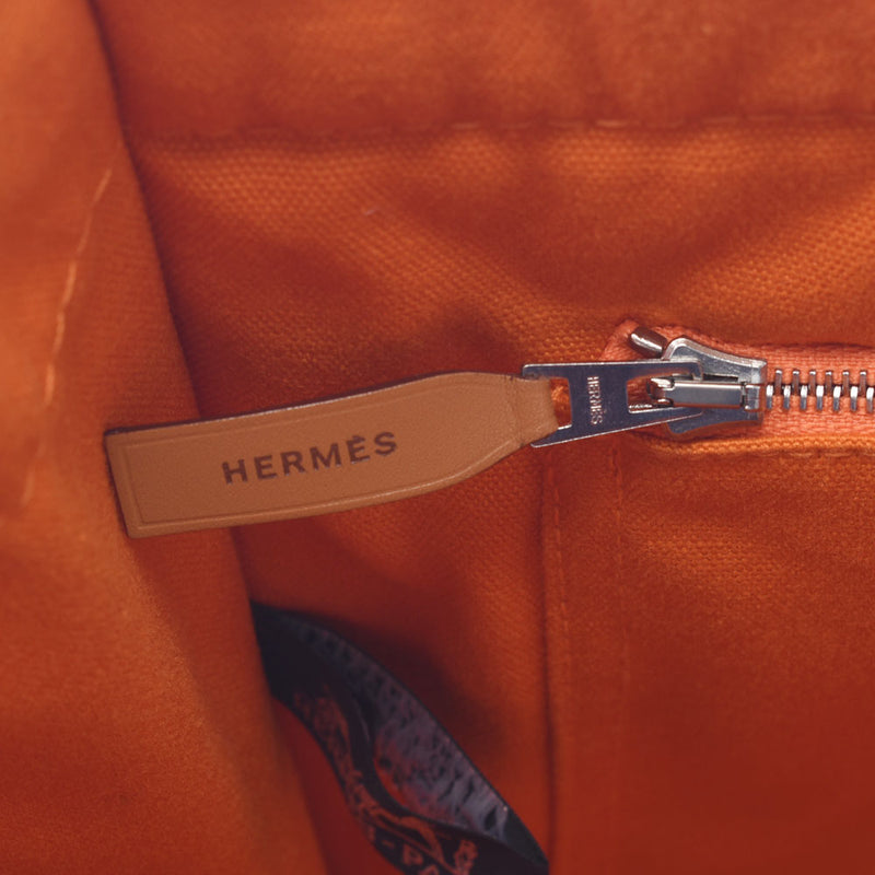 HERMES エルメス ドーヴィルMM 2003年 フレンチフェスティバル限定 オレンジ ユニセックス キャンバス トートバッグ ABランク 中古 銀蔵