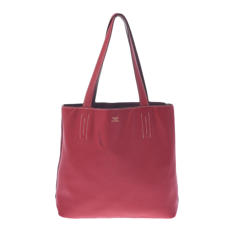 HERMES Hermes Deuxence 28 Rouge Ash/Rouge Kazak □Q Engraved (circa 2013) Unisex Vau kissim Tote Bag AB Rank Used Ginzo