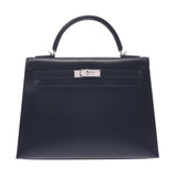 Hermes Kerry 32 outfitched 2WAY black silver hardware embroidery box