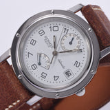 Hermes Hermes Clipper Back Skin CL5.710 Boys SS / Leather Watch Automatic Wound White Figure A-Rank Used Silgrin