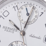 Hermes Hermes Clipper Back Skin CL5.710 Boys SS / Leather Watch Automatic Wound White Figure A-Rank Used Silgrin