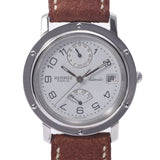 Hermes Hermes Clipper Back Skin CL5.710 Boys SS / Leather Watch Automatic Wound White Figure A-Rank Used Silgrin