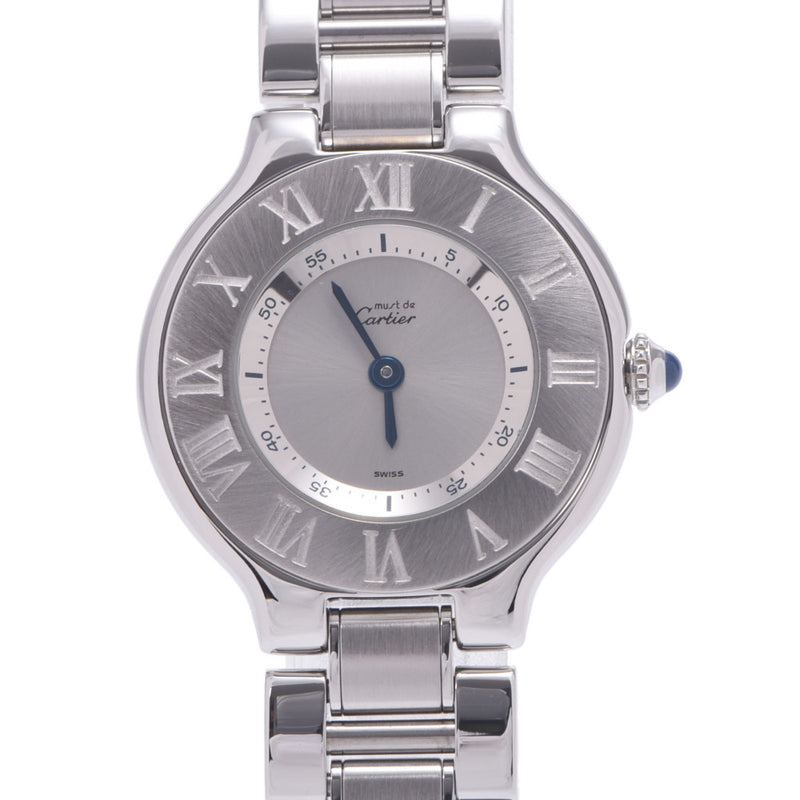 CARTIER Mast 21 W10109T2 Ladies SS Watch Quartz Silver Dial A Rank Used Ginzo