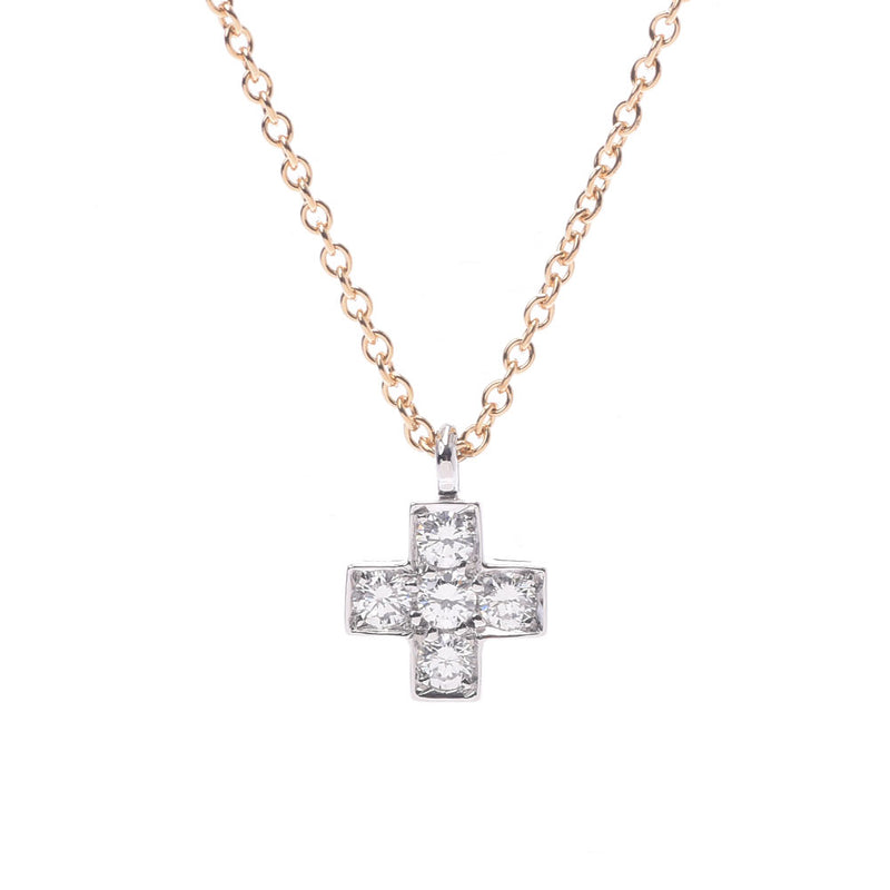 Tiffany & CO. Tiffany Crew Sea Form Cross 5P Diamond Women PT950 / K18 YG Necklace A-Rank Used Sinkjo