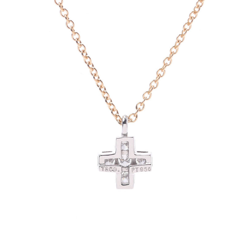 Tiffany & CO. Tiffany Crew Sea Form Cross 5P Diamond Women PT950 / K18 YG Necklace A-Rank Used Sinkjo