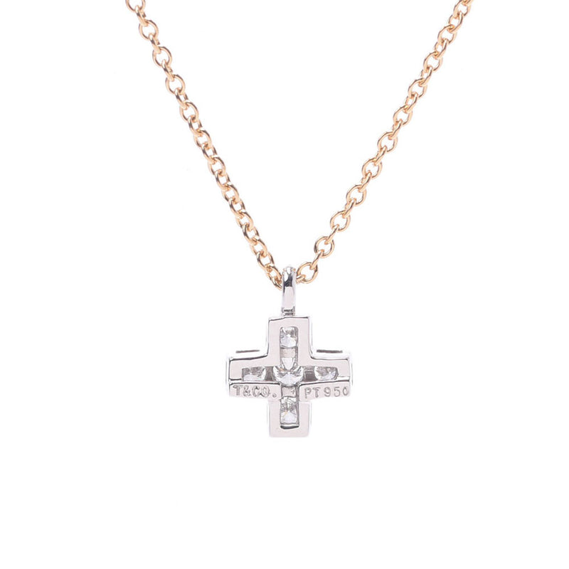 TIFFANY&Co. ティファニー クルーシーフォーム クロス 5Pダイヤ レディース PT950/K18YG ネックレス Aランク 中古 銀蔵