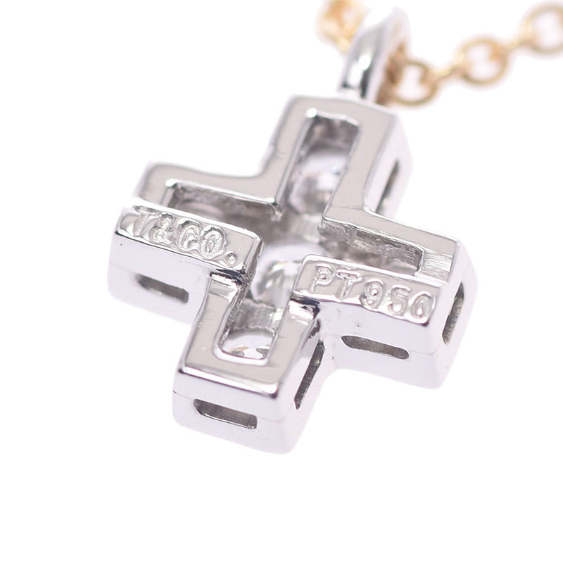 Tiffany & CO. Tiffany Crew Sea Form Cross 5P Diamond Women PT950 / K18 YG Necklace A-Rank Used Sinkjo