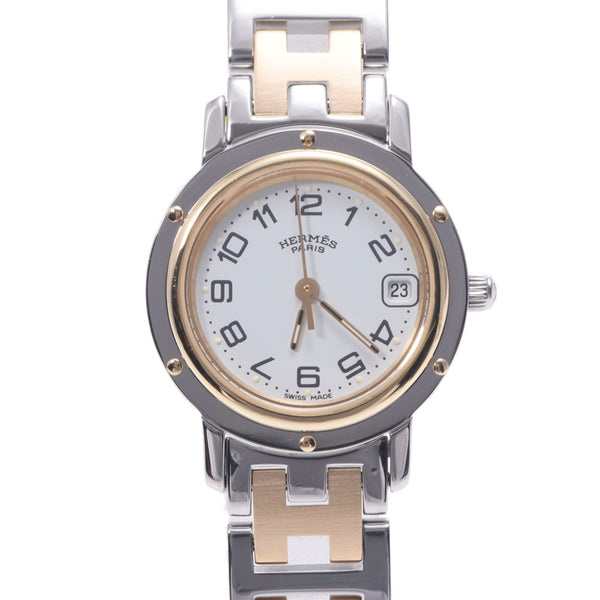 Hermes Hermes Clipper CL4.220 Women's SS / GP Watch Quartz White Full Tech A-Rank Used Sinkjo