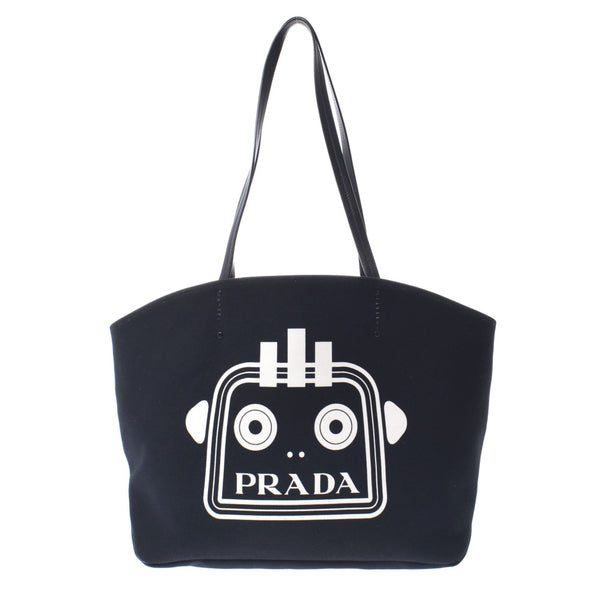 PRADA Prada Robot Pop-up Store Limited Black Unisex Canvas / Leather Tote Bag AB Rank Used Sinkjo