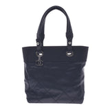 CHANEL CHANEL Paris Biarritz Tote PM Black Women's Canvas/Leather Tote Bag A Rank Used Ginzo