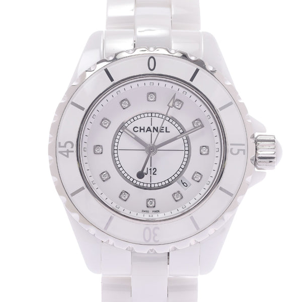 Chanel Chanel J12 33mm 12P Diamond H1628 Women White Ceramic / SS Watch Quartz White Flight A-Rank Used Silgrin