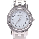 Hermes clipper cl4.210 Ladies SS Watch quartz white (blue) dial a