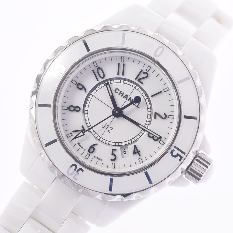 Chanel Chanel J12 33mm H0968 Women White Ceramic / SS Watch Quartz White Flight A Rank Used Sink