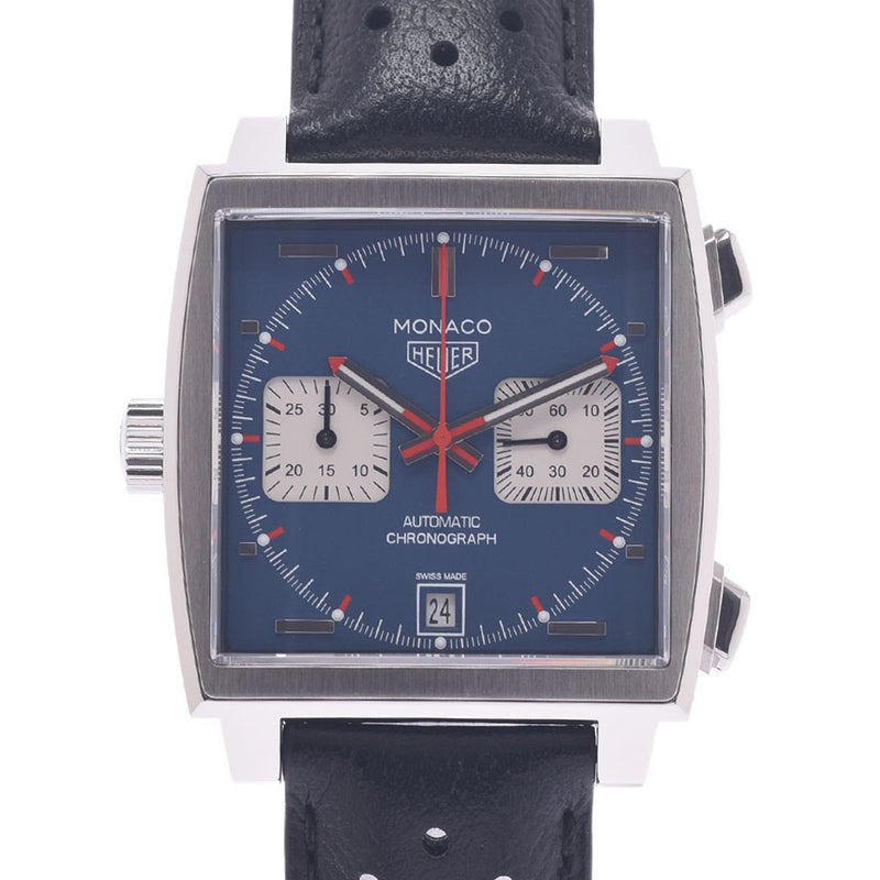 Tag Heuer标签Hoyer Monaco Back Skay Caw211P.FC6356男士SS /皮革手表自动滚蓝色字符A-Rank使用Silgrin