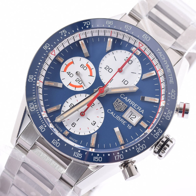 [Father's Day Recommended] Ginzo New Taghoear Carrella Calibur 16 Chrono CV201AR.BA0715 Men's SS Automatic Blue Dial
