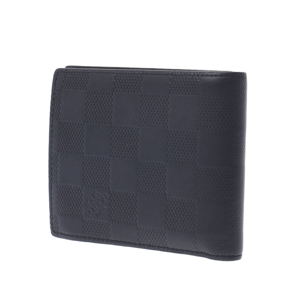 Louis Vuitton Louis Vuitton Damier Amphini Portfoille Marco NM Onyx N63334 Men's Leather Two Folded Wallets AB Rank Used Silgrin