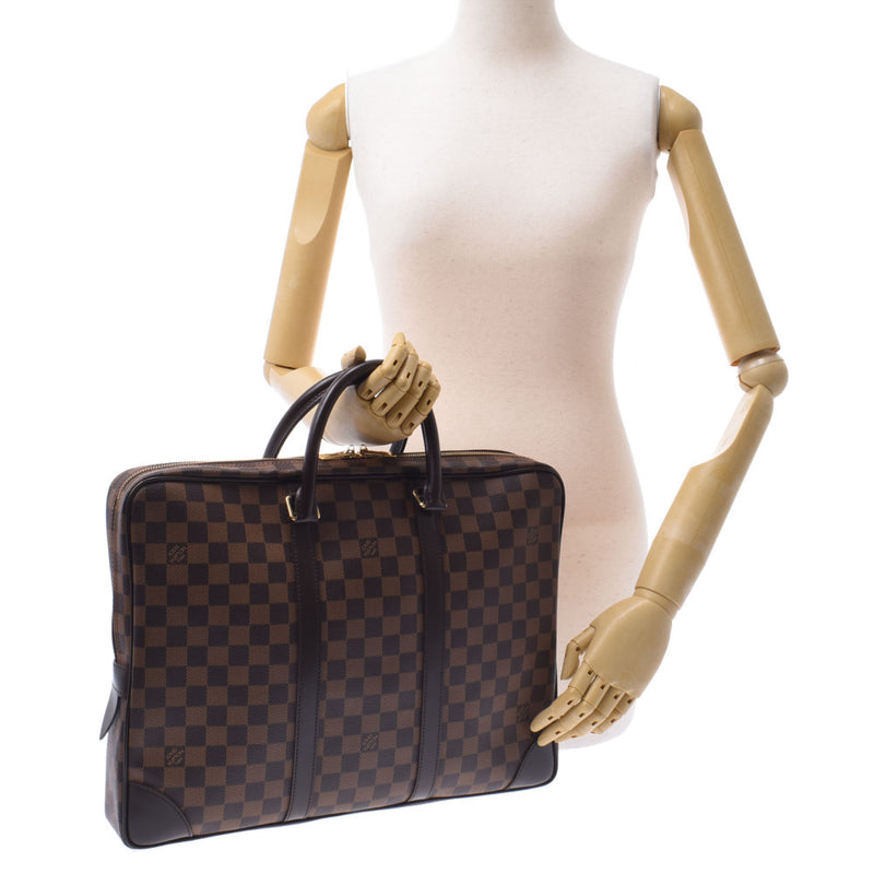 Louis Vuitton Louis Vuitton Damier Porto Documan Woigh Ju Brown N41124 Men's Dumie Campbus Business Bag AB Rank Used Silgrin