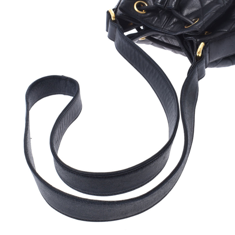 Chanel Chanel restAssed Drawstring型单肩包黑色金支架女士Lamskin单肩包B等级使用Silgrin